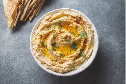 Healthy Homemade Creamy Hummus with, a Food & Drink Photo by LARISA BLINOVA
