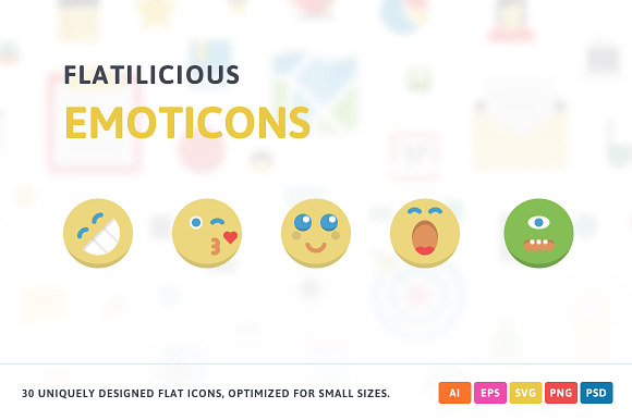 Emoticons Flat Icons preview 3