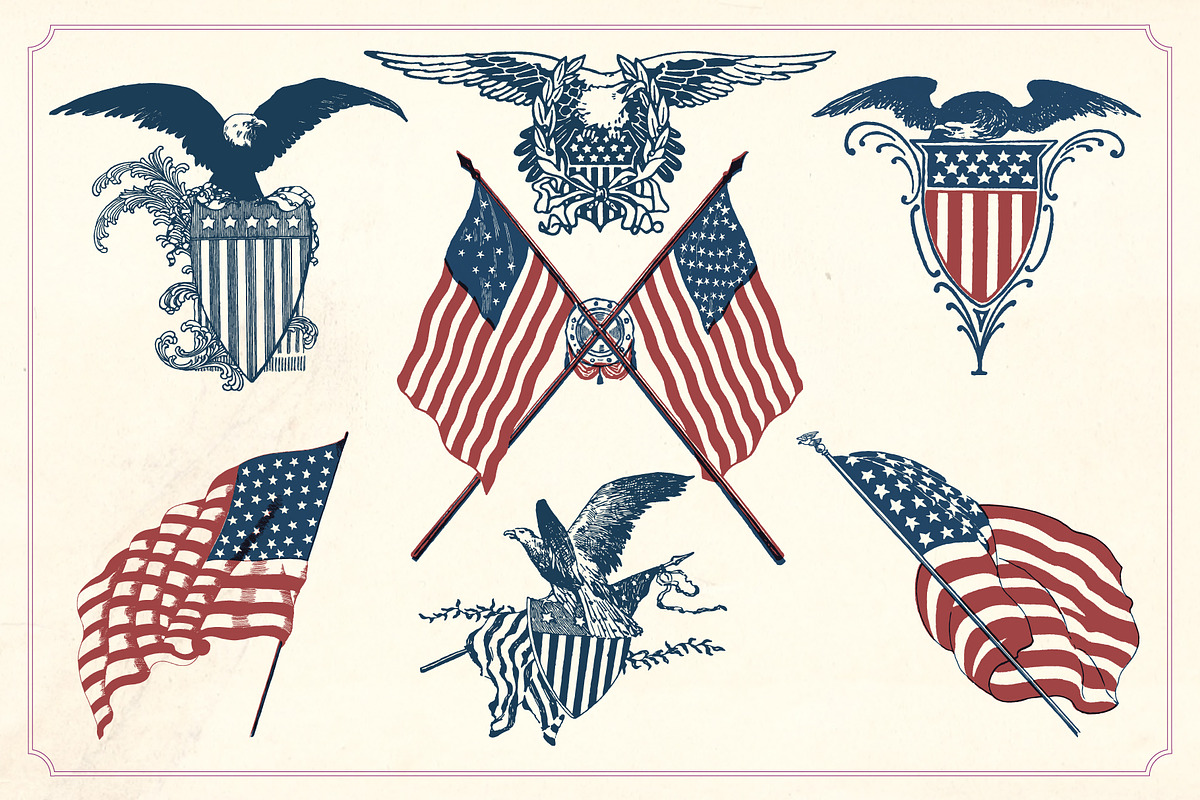 Vintage 4th of July illustrations, a Seasonal Illustration by Mr Vintage (Photo 3 of 7)