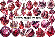 Burgundy Crystals and Gems Clipart, an Illustration by Libby Wishes (Thumbnail 1 of 7)