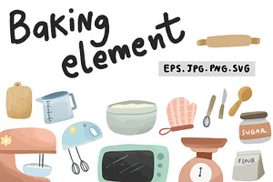 Cute Baking elements illustration