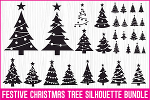 Cozy Holiday Tree Silhouette Designs, an Illustration by Gaye Art