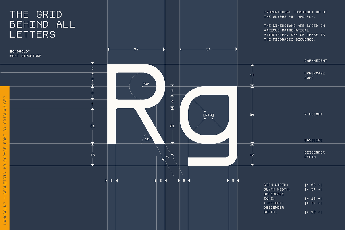 Monogold – Fibonacci Monospace, a Sans Serif Font by Gridlounge (Photo 4 of 13)
