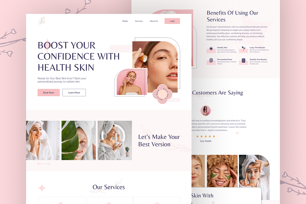 SkinCare Website Landing Page Design, an UI Kit Template by nwdigitalstore (Photo 1 of 4)