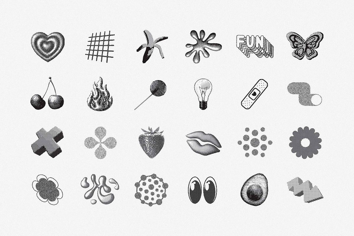 144 Dithering Bitmap Vector Shapes, an Object Graphic by pixelbuddha.net (Photo 14 of 17)