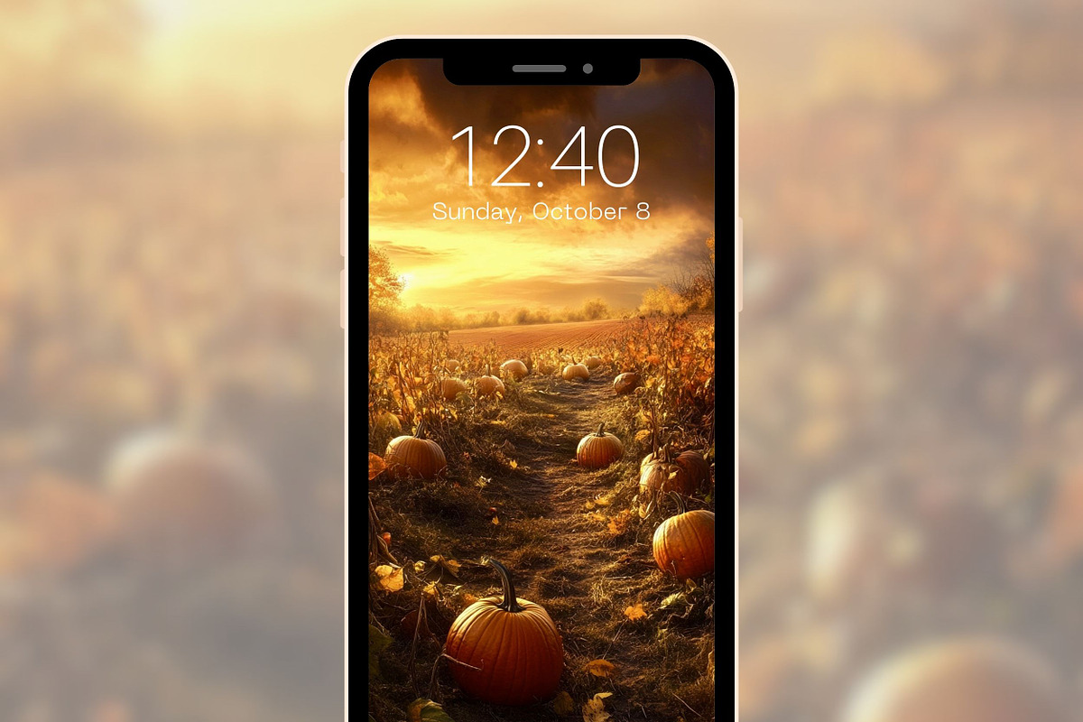 Pumpkin & Fall Flowers Phone BG, a Graphic by Kalindiprints (Photo 6 of 7)