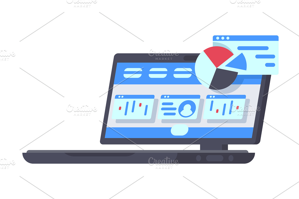 A laptop computer that, a Technology Illustration by Things for designers