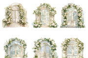 White Flowers Doors Clipart Bundle, a Decorative Illustration by Design Scotch (Thumbnail 2 of 8)