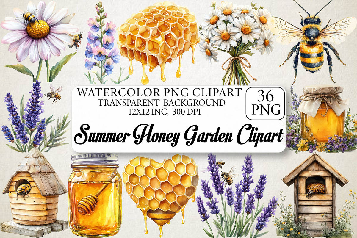 Summer Honey Garden Clipart, an Illustration by DreamPrint404 (Photo 1 of 7)