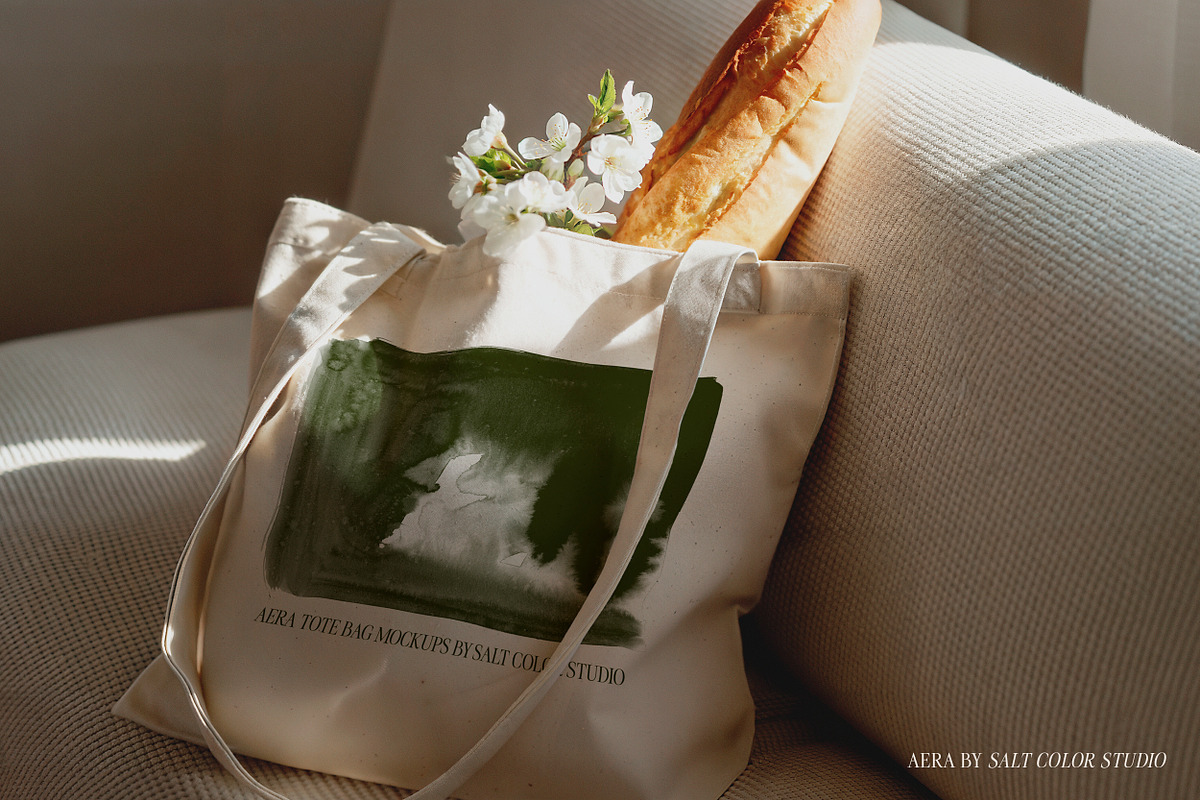 Aera Tote Bag Mockups, a Packaging Mockup by Salt Color Studio (Photo 8 of 9)