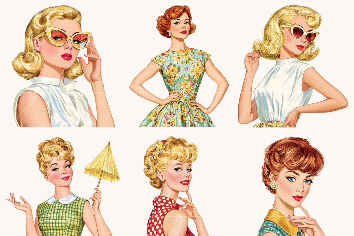Retro Glamour Midcentury Women, a Person Illustration by BusyDaydesign (Photo 4 of 9)