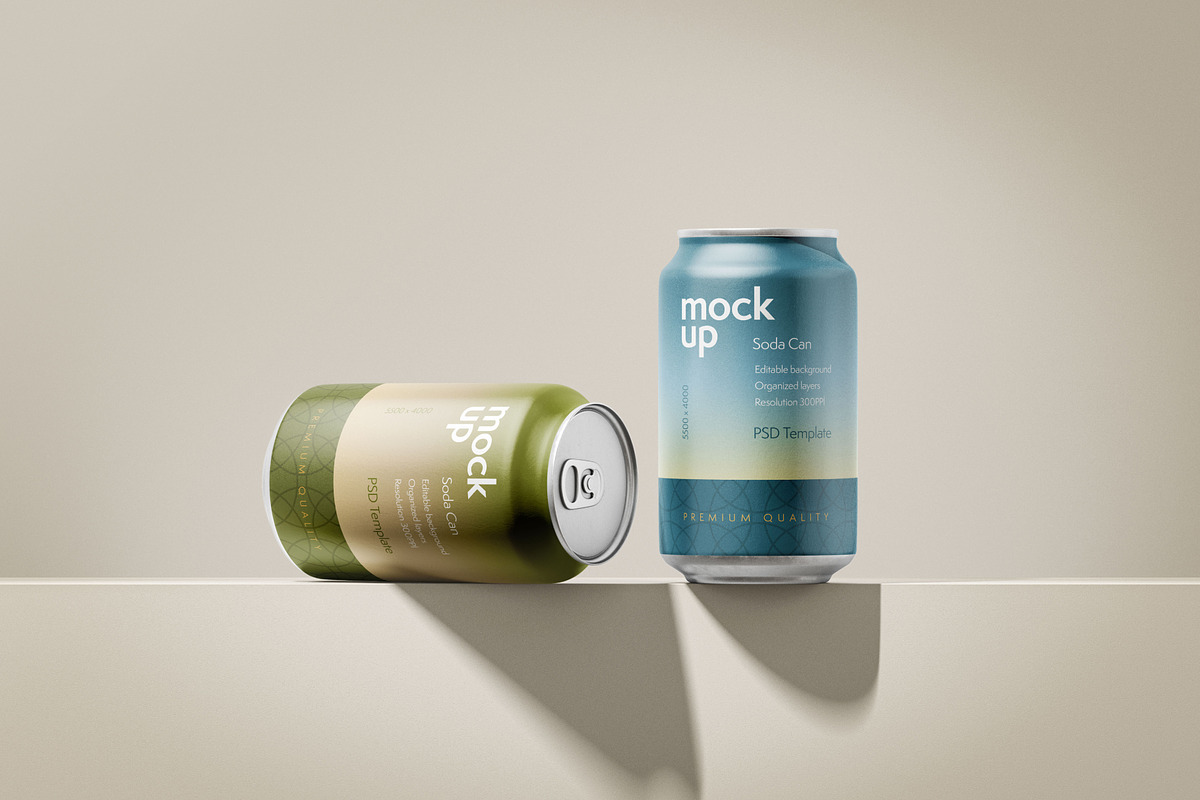 Soda Can Mockup Set, a Packaging Mockup by Deeplab (Photo 7 of 12)