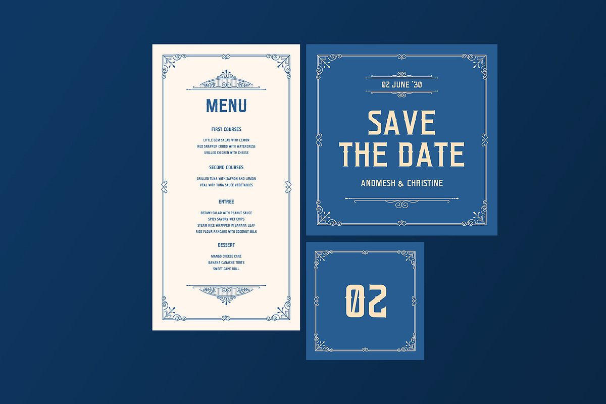 Blue Vintage Wedding Suite, a Card Template by Neermana (Photo 4 of 4)