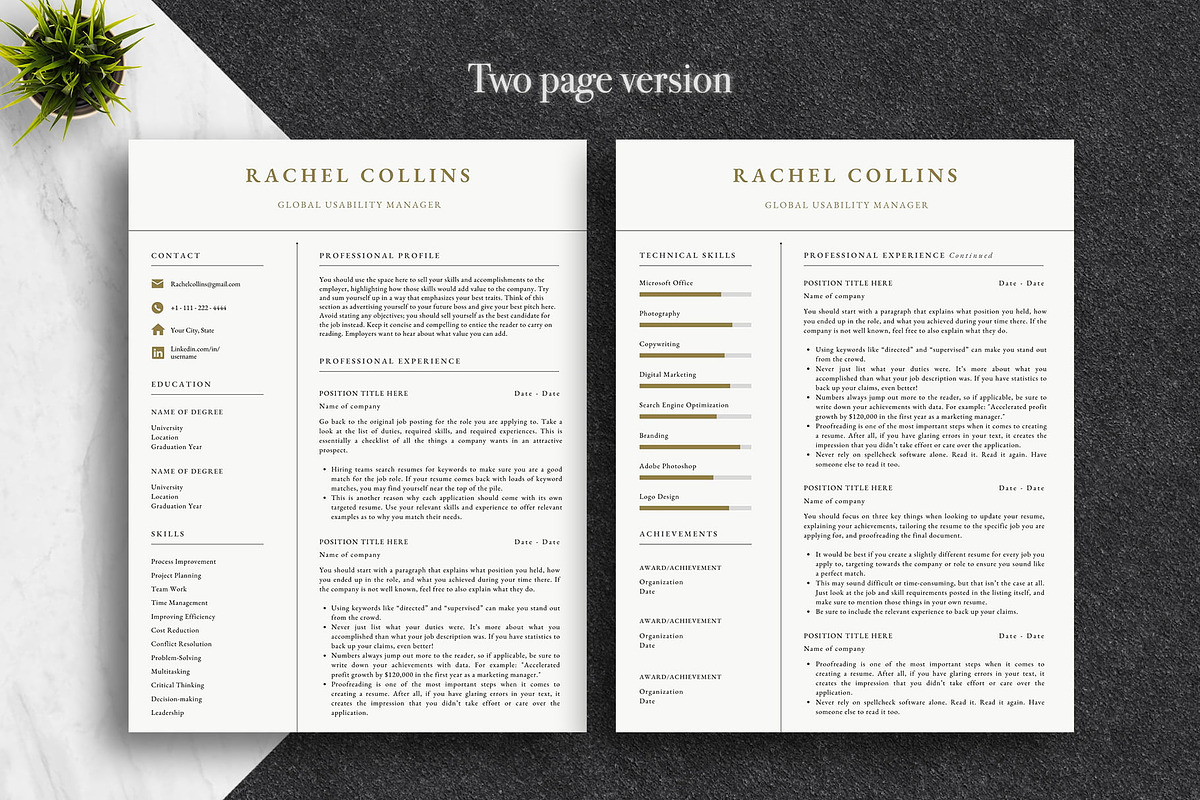 Minimalist CV Template Pack | Canva, a Resume Template by Lux Resume (Photo 2 of 9)