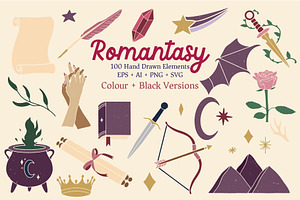 Romantasy Romance Book Clipart