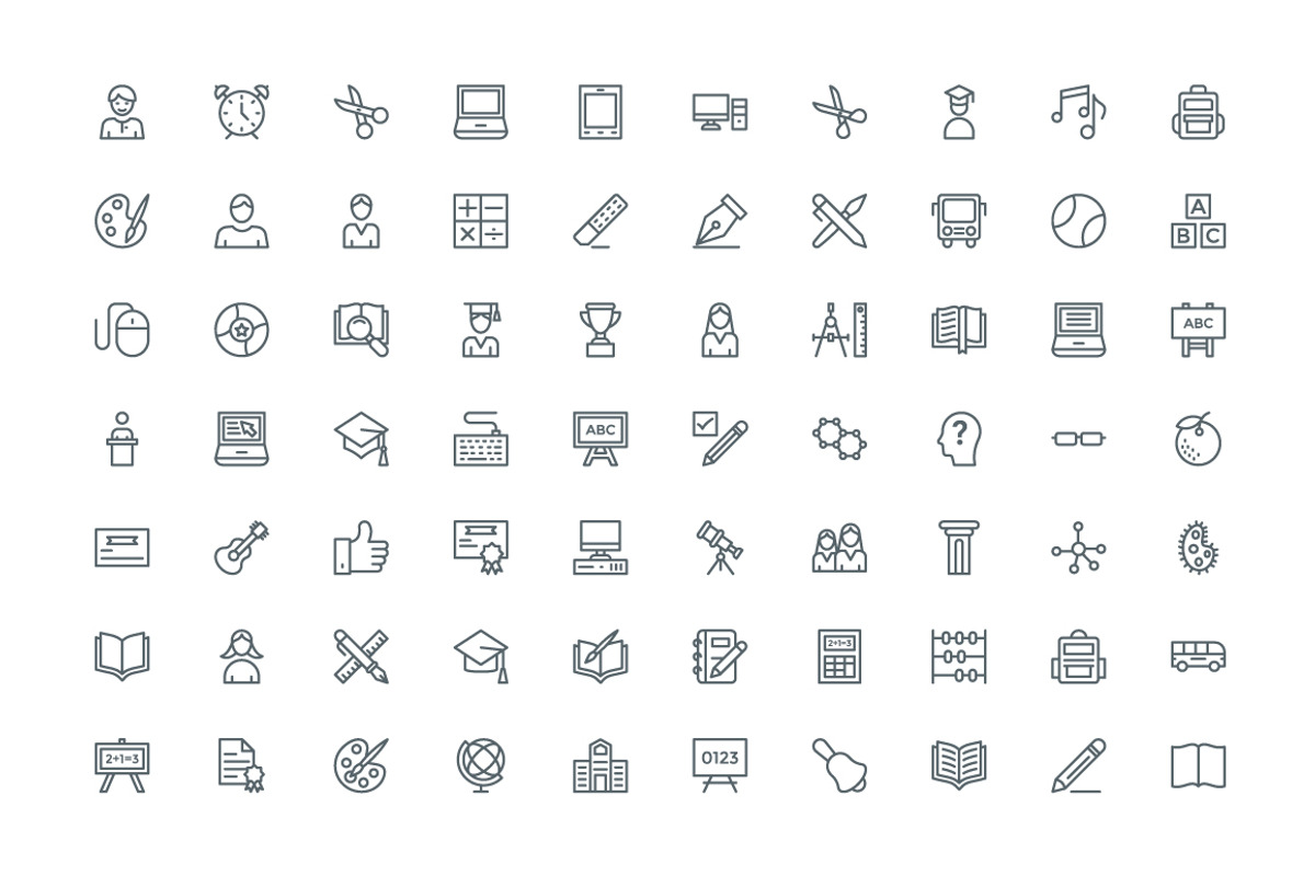 240 Education and School Line Icons, an Outline Icon by Vectors Market (Photo 2 of 4)