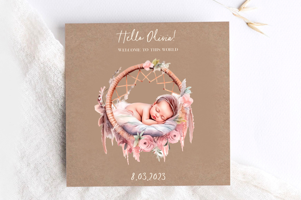 Rosy world, Boho Baby girl 133 PNG, a Decorative Illustration by Hello My Print (Photo 8 of 10)
