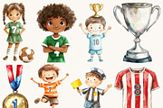 Watercolor Cute Soccer Clipart, a Sport Illustration by Design Scotch (Thumbnail 3 of 9)