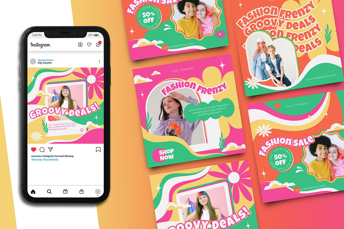 Groovy Fashion Instagram Post Puzzle, a Social Media Template by Artnivora.Std