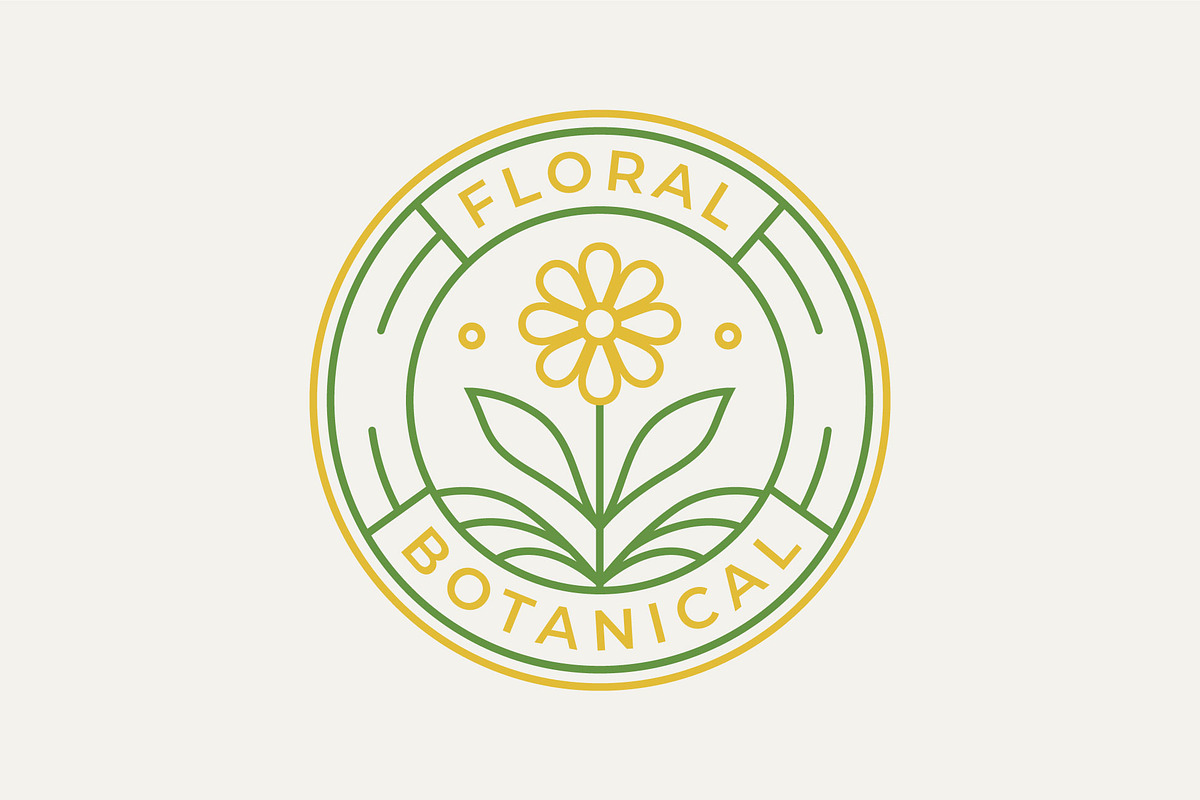 beauty sunflower badge line art logo, a Branding & Logo Template by Blazybone (Photo 1 of 2)