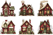 Whimsical Christmas House Clipart, an Illustration by CraftArtStudio (Thumbnail 3 of 6)