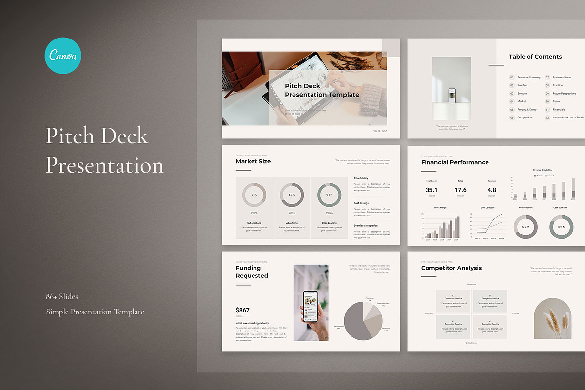 Canva Pitch Deck Presentation, a Presentation Template by CreativityForest (Photo 1 of 12)