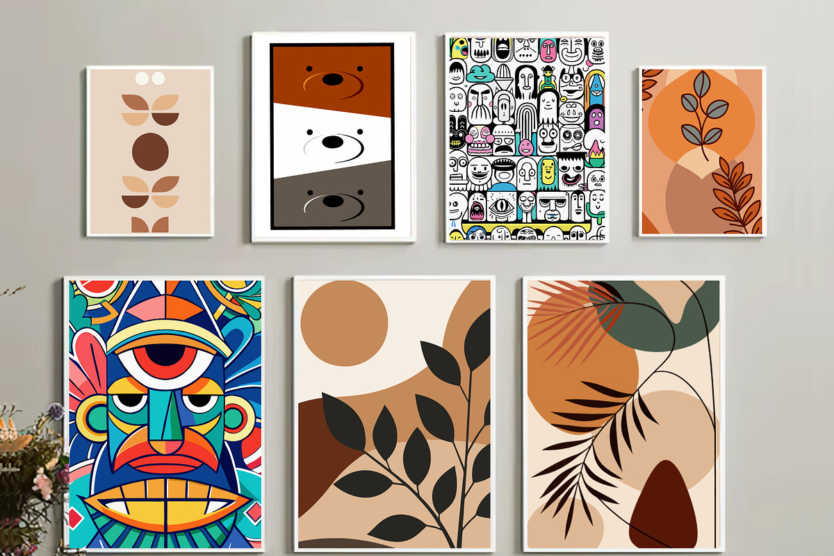 Modern Digital Wall Art Bundle, a Wallpaper Graphic by Helospace (Photo 4 of 10)