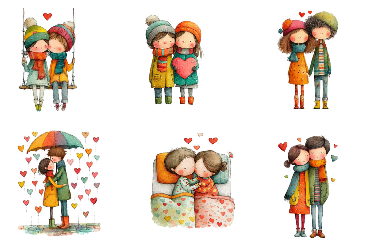Dreamy Sweetheart Valentine Clipart, an Illustration by CreationArt (Photo 2 of 5)