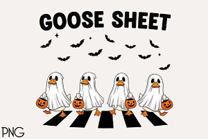 Funny Halloween Silly Goose Sheet, an Illustration by Black Bird Studio