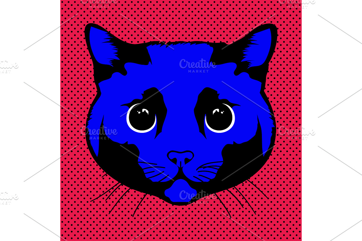 Cat Face Pop Art Portrait, an Animal Illustration by PsychocheArt (Photo 1 of 3)