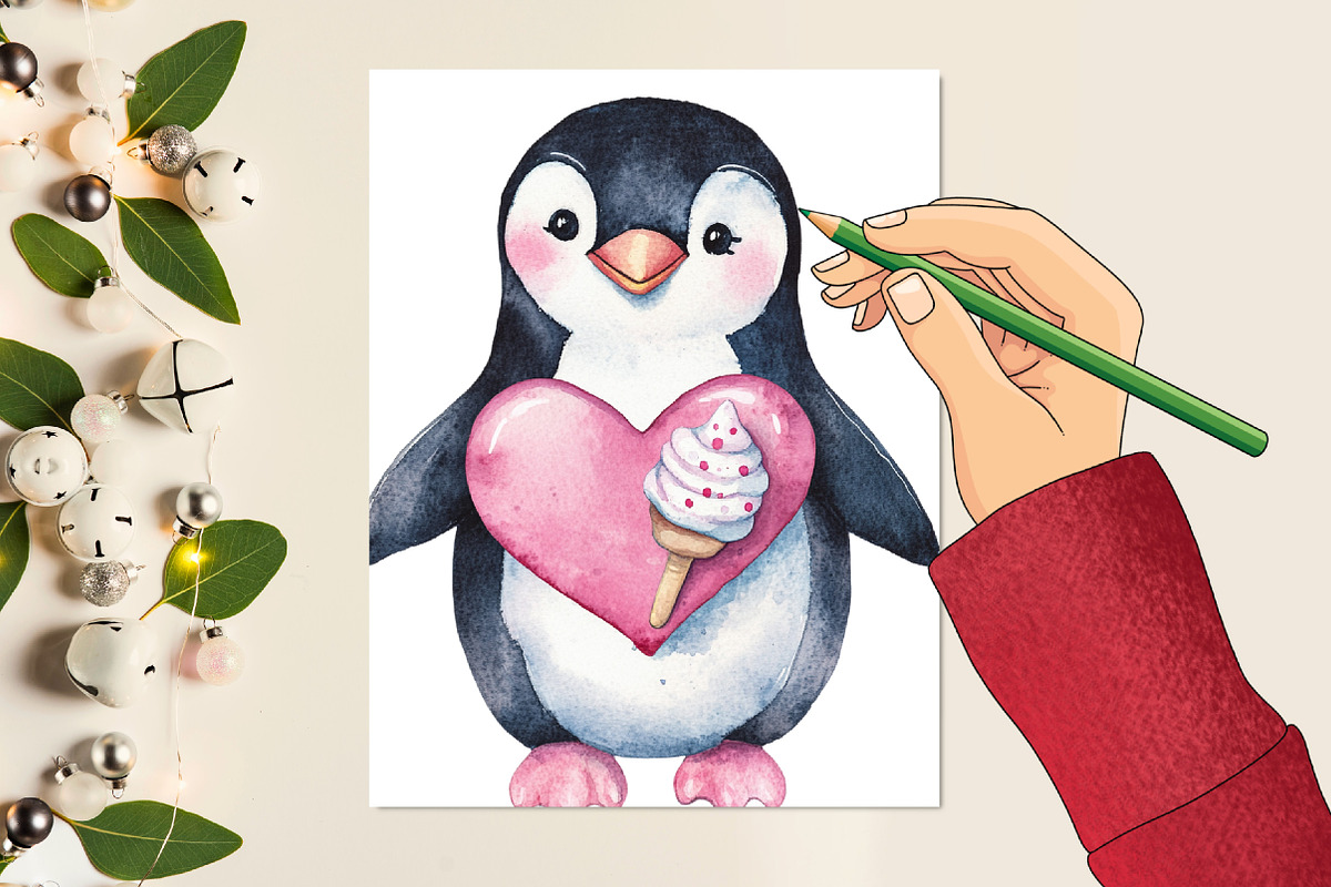 Watercolor Animals Valentine's Clipa, an Illustration by designcity5 (Photo 5 of 5)