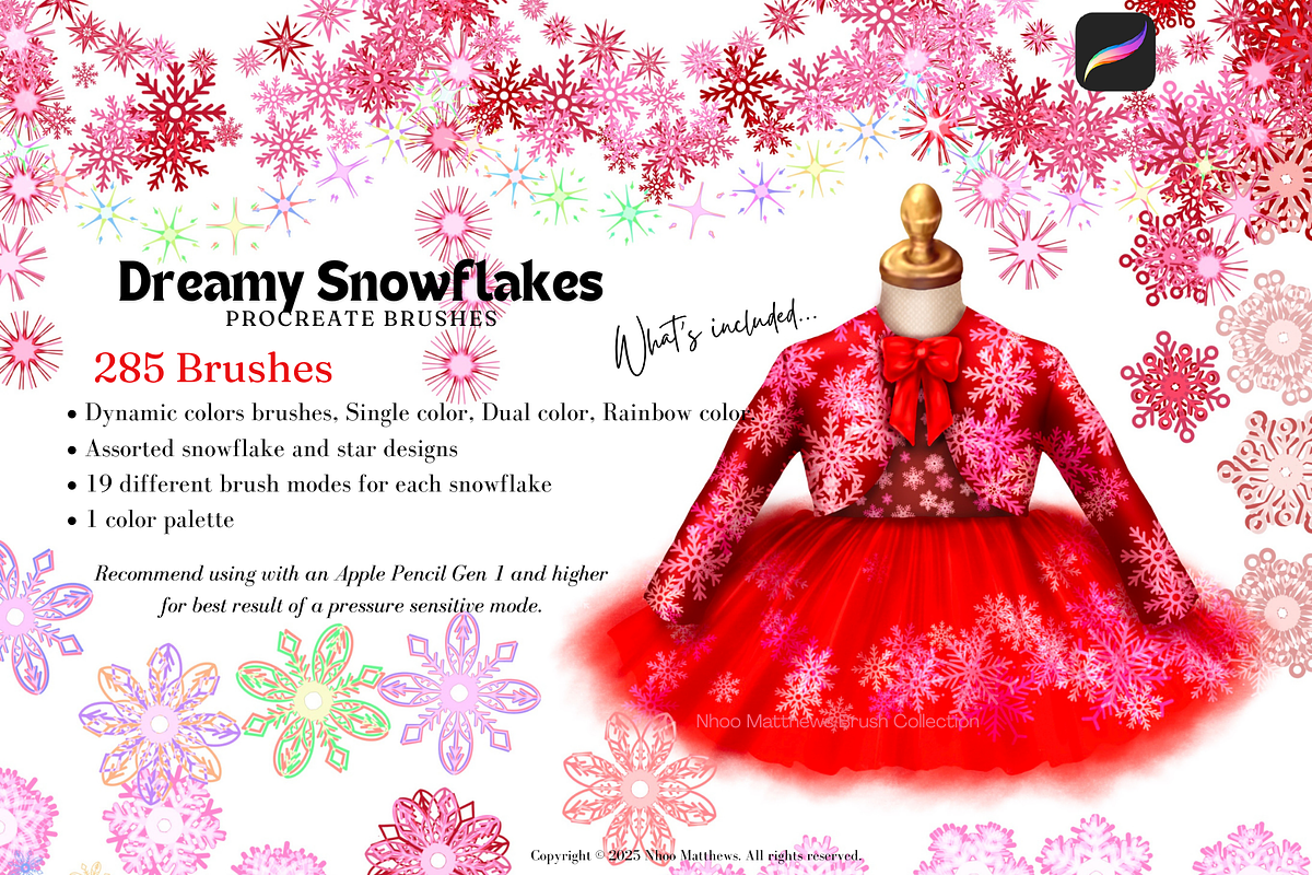 Procreate Dreamy Snowflakes Brushes, a Brush Add-On by Fashion Workshop Bkk (Photo 2 of 21)