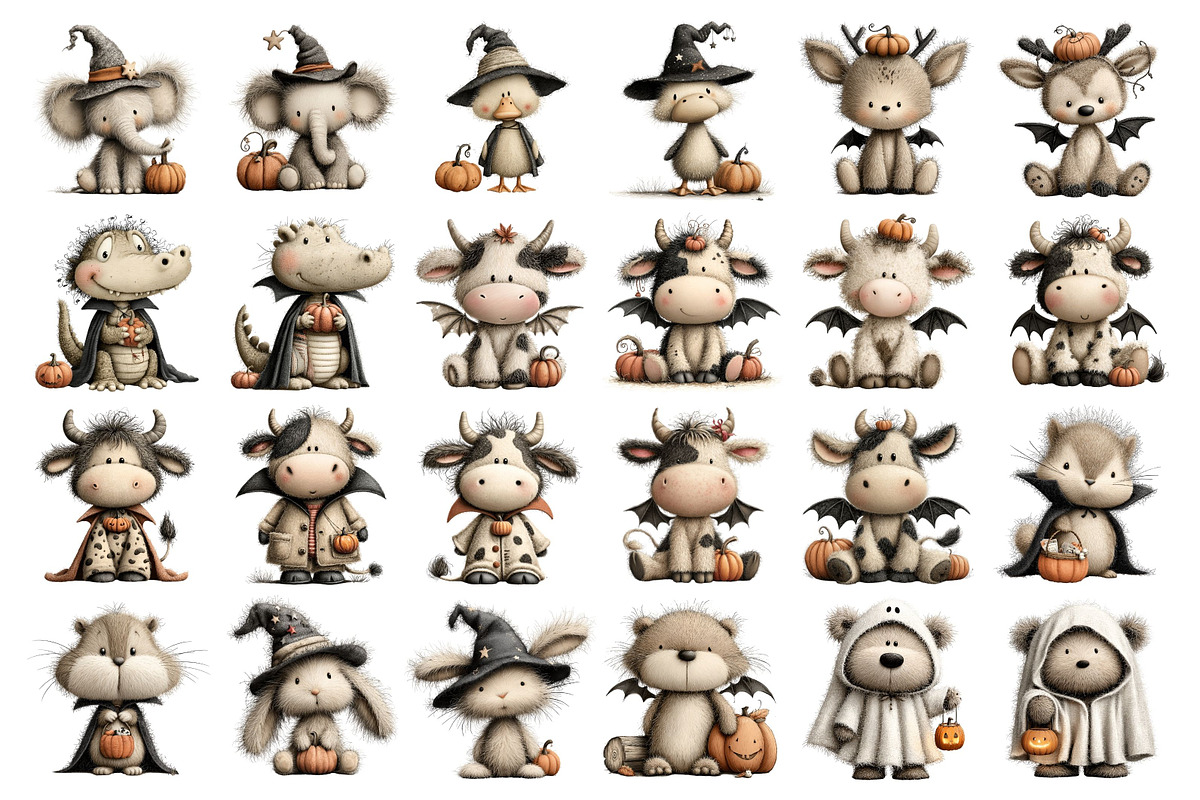 Cute Halloween Animals Clipart, a Seasonal Illustration by Nicolle's Colorful Art (Photo 4 of 5)
