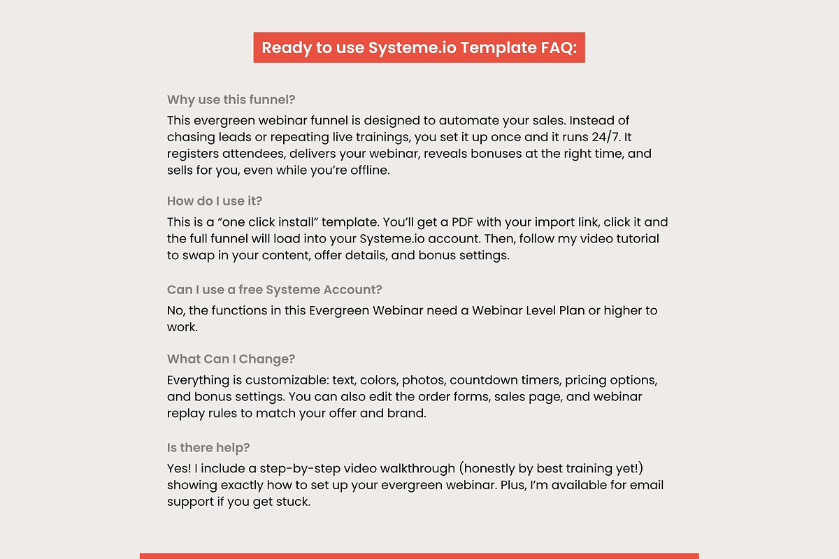 Systeme Dark Red Evergreen Webinar, a Landing Page Template by Hayley's Digital Hub (Photo 6 of 10)