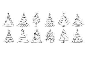 Continuous one line christmas tree, an Object Illustration by winwin.art