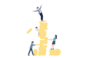 Financial risks. Man balanced on top, a Finance Illustration by LadadikArt
