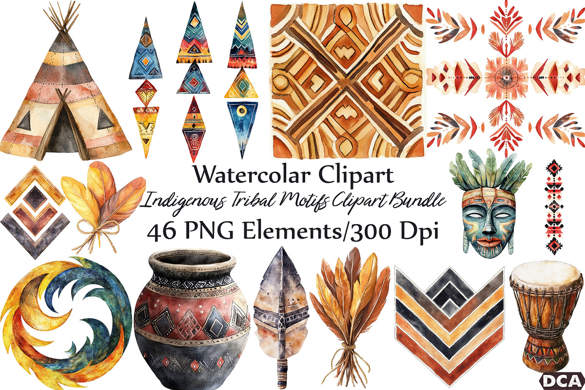 Indigenous Tribal Motifs Clipart Bun, an Illustration by DreamCafeArt (Photo 1 of 7)