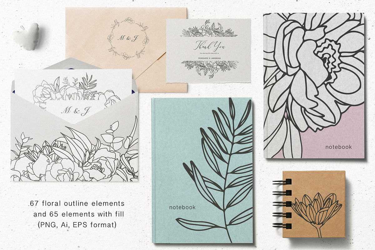 Elegant floral collection.Line art, a Decorative Illustration by Vera●Suleimanova (Photo 11 of 15)