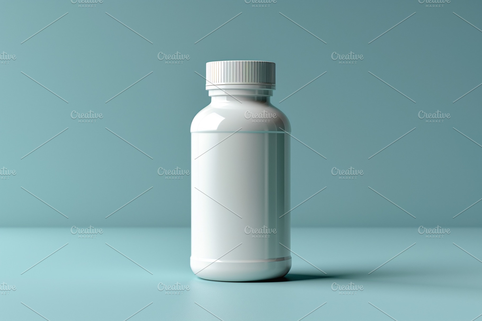 A clean, minimalist white bottle stands against a soft teal background, showcas, a Background Photo by ImageMir
