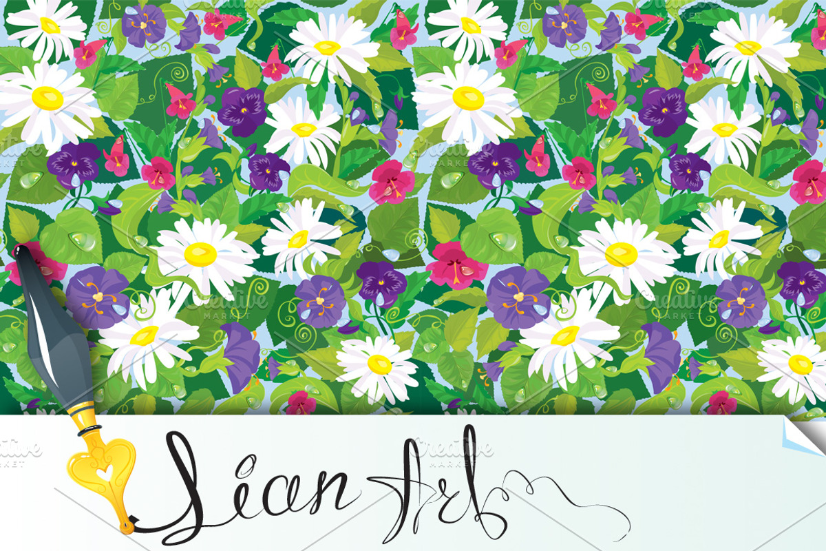 Seamless background with wild flower