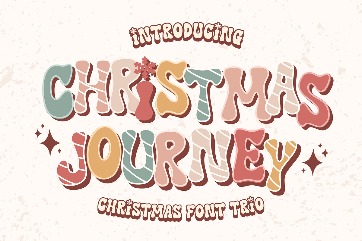 Christmas Journey is cute trio font, a Handwritten Font by Brown Cupple (Photo 1 of 8)