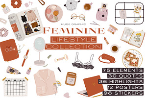 Feminine Lifestyle Self Care Clipart