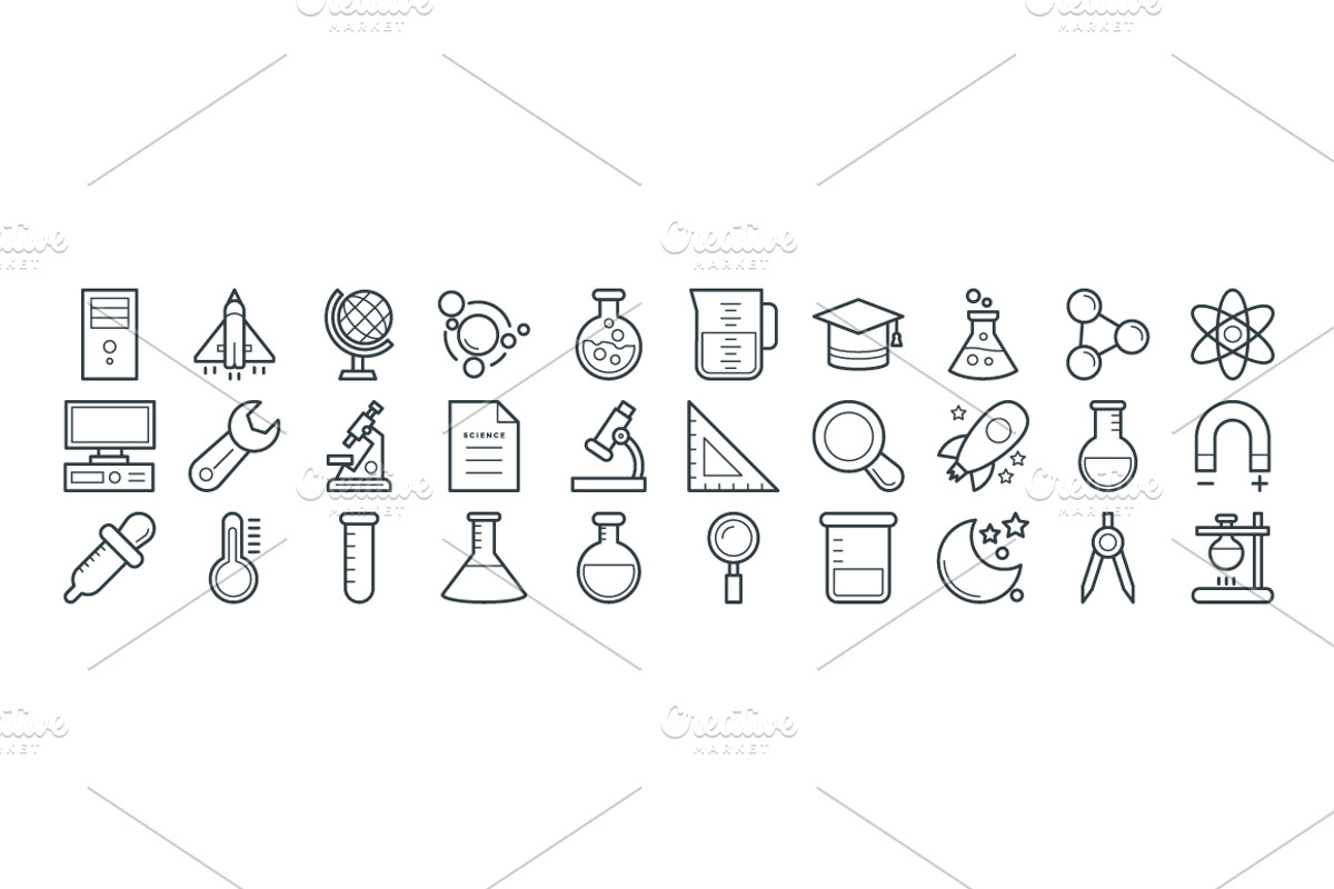 100+ Science and Technology Icons, an Outline Icon by Vectors Market (Photo 3 of 3)