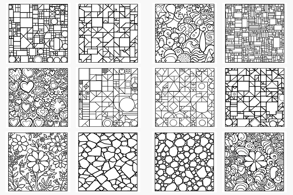 Mosaic Pattern Coloring Pages, a Print Template by Lamia Emad (Photo 3 of 4)