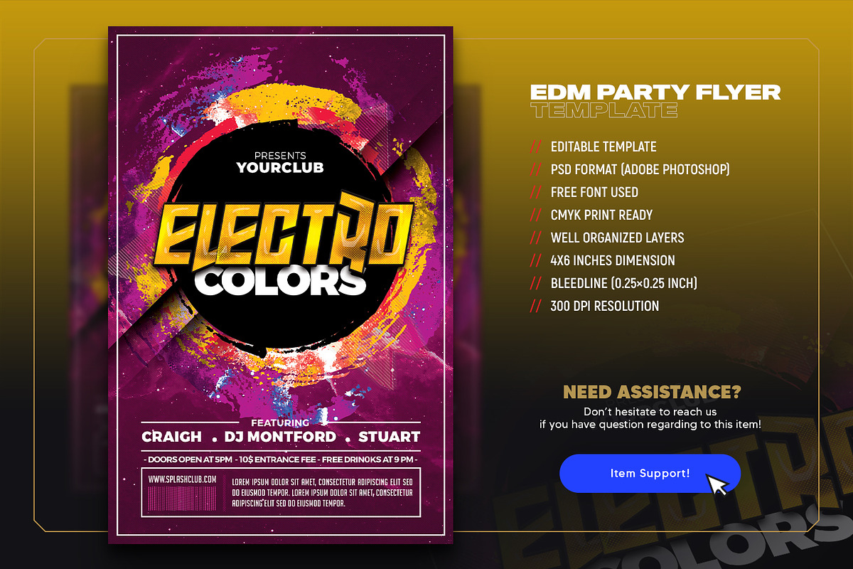 Night Club Flyer EDM Party, a Flyer Template by Intenseartisan_Stock