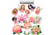 Watercolor Pink Fairy Clipart Bundle, an Illustration by CharmClipart (Thumbnail 8 of 9)