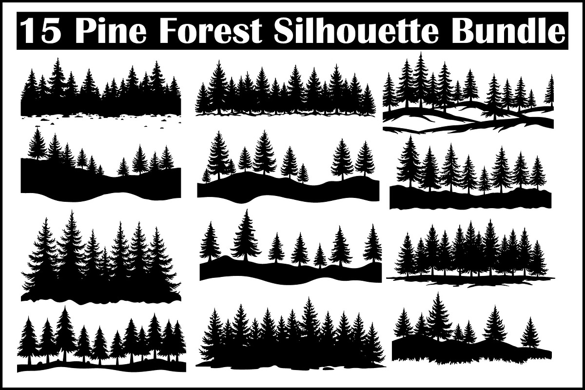 Pine Forest Silhouette Bundle, a Graphic by balal (Photo 1 of 16)