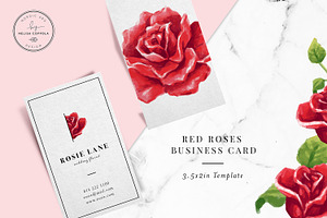 Red Roses Business Card Template