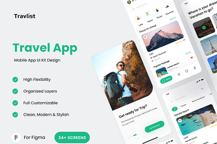 Travel App UI Kit Design, an App Template by Zee UI