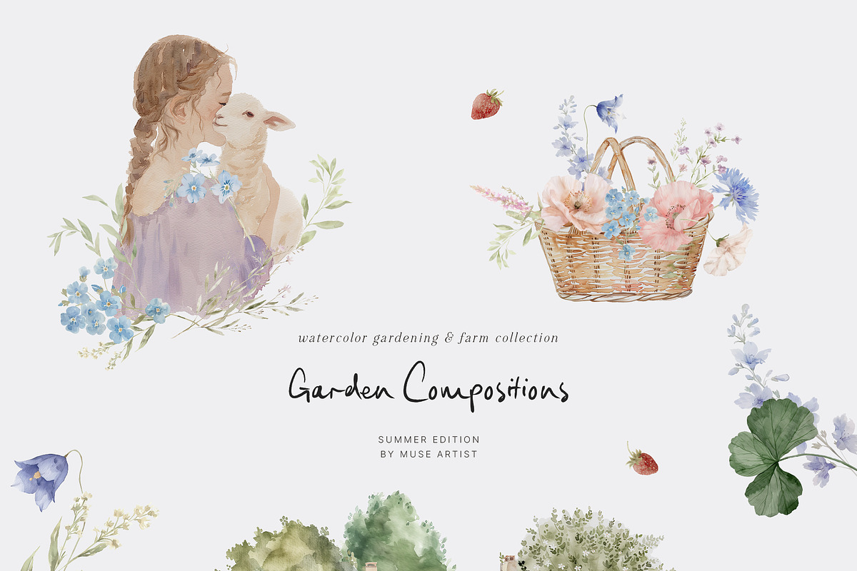 RUSTIC REVERIE Watercolor Garden, a Decorative Illustration by Muse Artist (Photo 12 of 20)